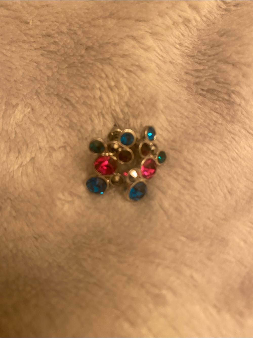Multicolor Crystal Stud Earrings - Pink & Blue Accent